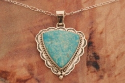 Navajo Jewelry Kingman Turquoise Sterling Silver Pendant
